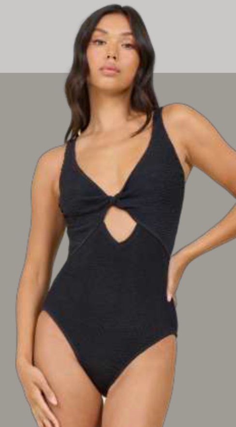 Krinkle Front Twist Cut-Out One Piece — Butterfly Beach Clothing